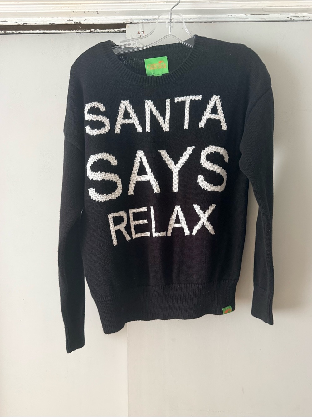 Ugly Fair Isle Black Holiday Sweater with White Knit Detail - Picture 1 of 3